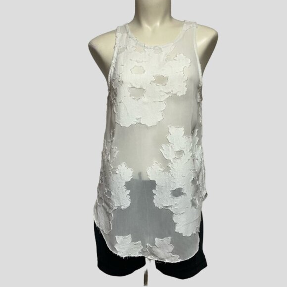 Aritzia Wilfred White Sèvres Floral Sleeveless Tunic Top Blouse - Picture 1 of 12